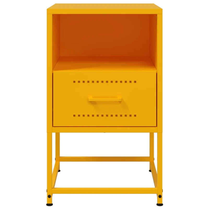 Lot de 2 tables de chevet avec tiroir et compartiment ouvert 36 x 39 x 60,5 cm acier jaune DEC035430