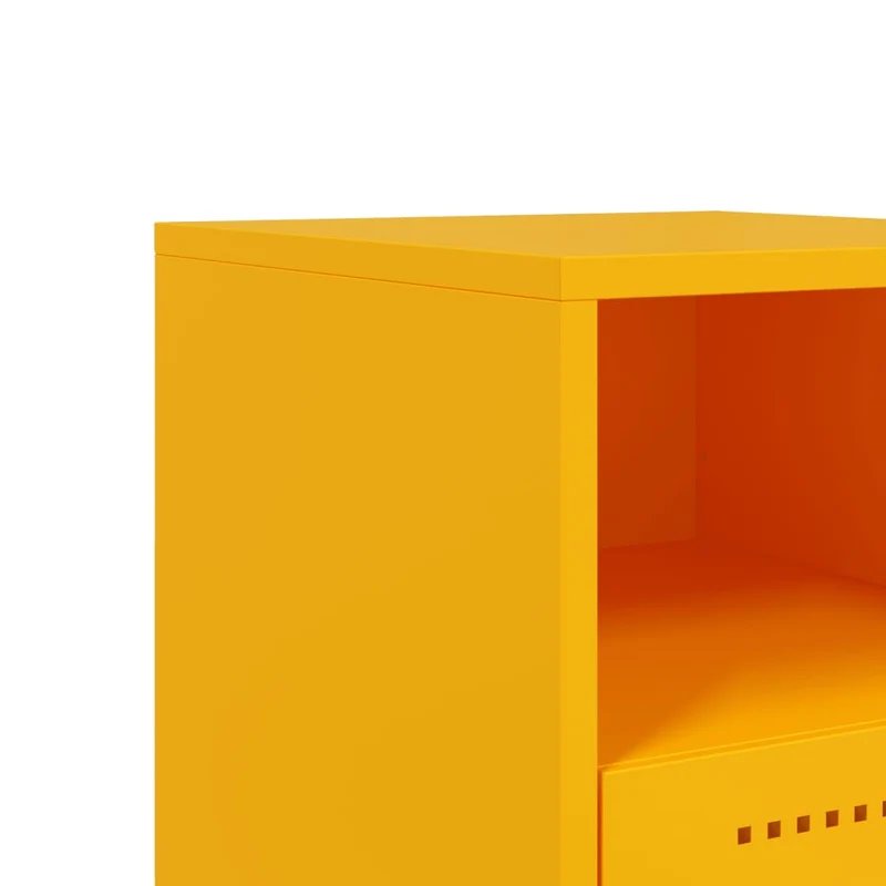 Lot de 2 tables de chevet avec tiroir et compartiment ouvert 36 x 39 x 60,5 cm acier jaune DEC035430