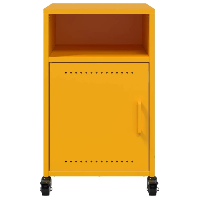 Lot de 2 tables de chevet avec compartiment ouvert et avec porte 36 x 39 x 59 cm acier jaune moutarde DEC035429