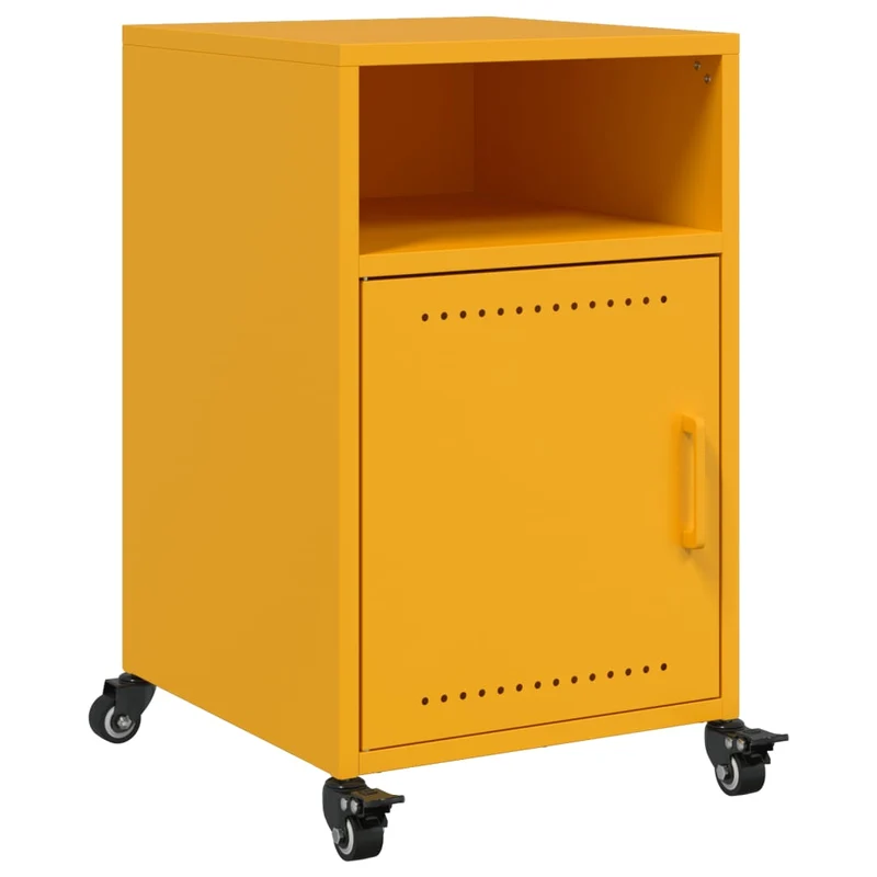 Lot de 2 tables de chevet avec compartiment ouvert et avec porte 36 x 39 x 59 cm acier jaune moutarde DEC035429