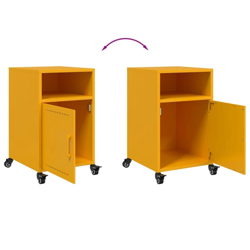 Lot de 2 tables de chevet avec compartiment ouvert et avec porte 36 x 39 x 59 cm acier jaune moutarde DEC035429