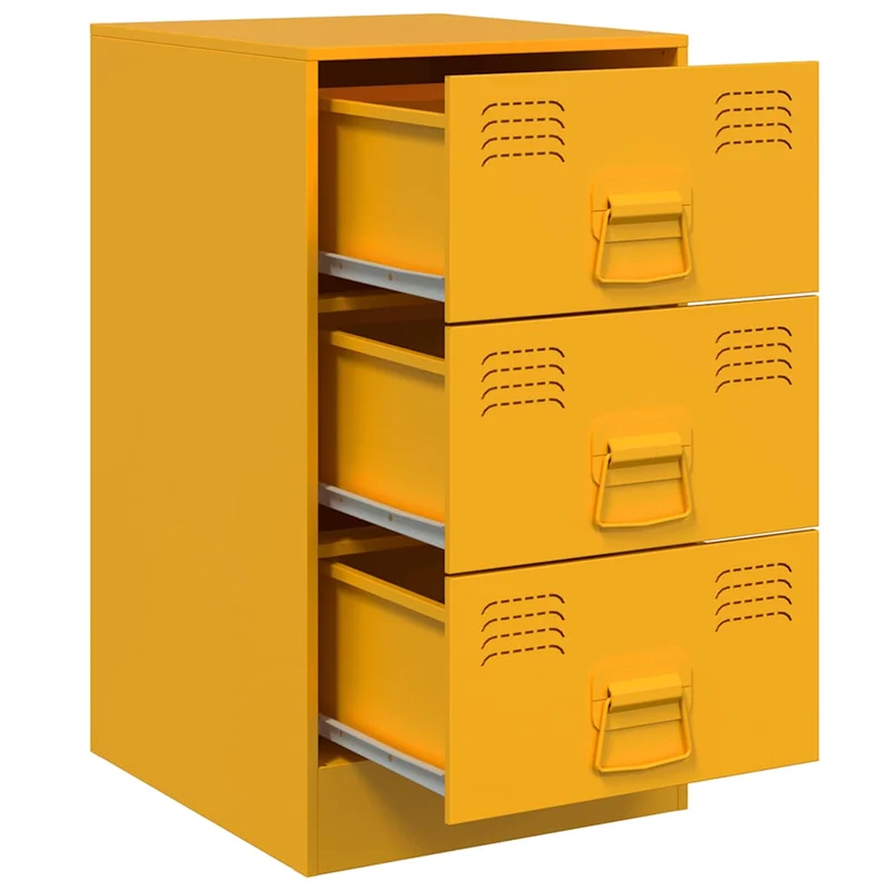 Lot de 2 tables de chevet avec 3 tiroirs 34,5 x 39 x 62 cm acier jaune DEC035420