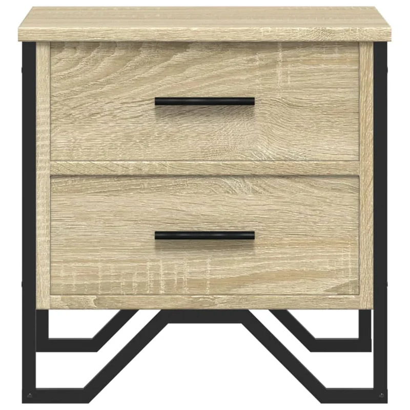 Lot de 2 tables de chevet avec deux tiroirs 40 x 41 x 40 cm bois ingénierie couleur chêne et métal DEC035280