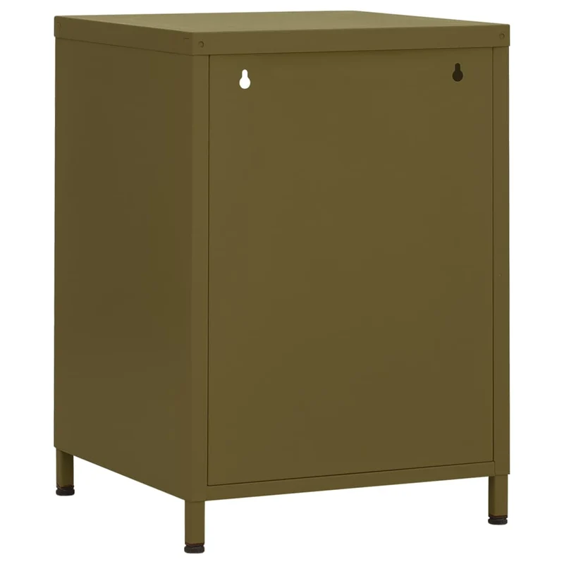 Table de chevet avec compartiment ouvert et avec porte 35 x 35 x 51 cm acier vert DEC034698