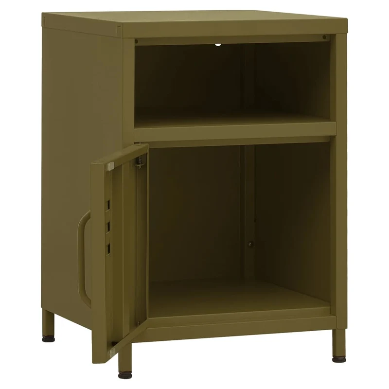 Table de chevet avec compartiment ouvert et avec porte 35 x 35 x 51 cm acier vert DEC034698