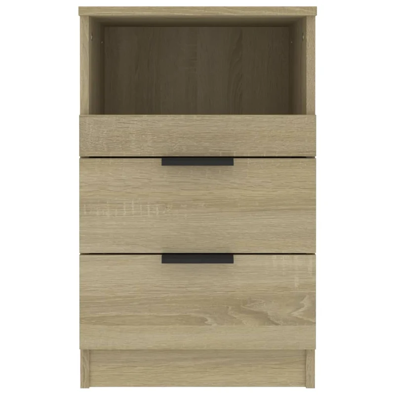 Table de chevet avec deux tiroirs avec compartiment ouvert 40 x 36 x 65 cm bois d'ingénierie couleur chêne DEC033897