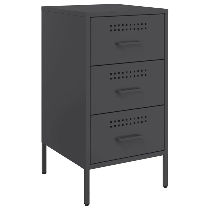 Lot de 2 tables de chevet avec 3 tiroirs 36 x 39 x 68 cm acier noir DEC035489
