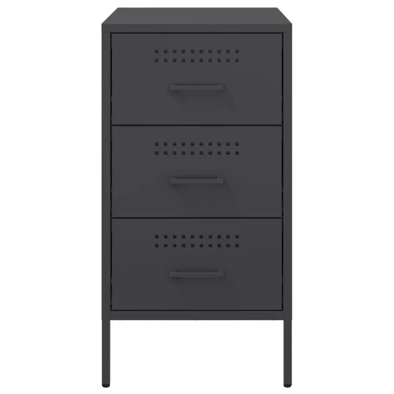 Lot de 2 tables de chevet avec 3 tiroirs 36 x 39 x 68 cm acier noir DEC035489