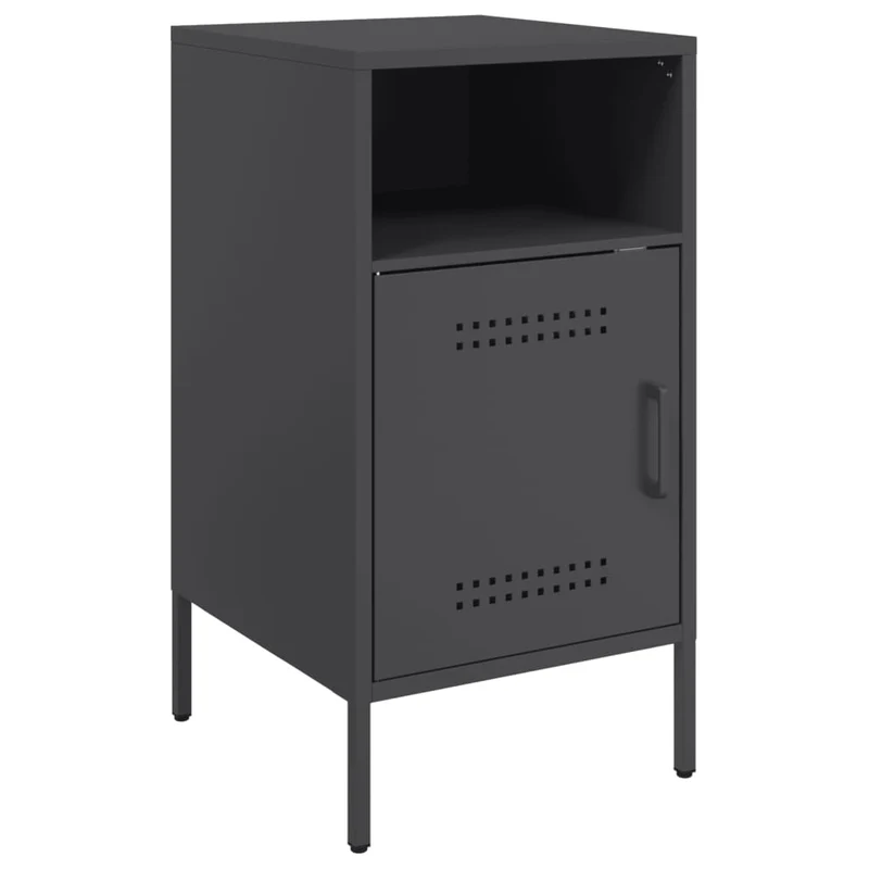 Lot de 2 tables de chevet avec compartiment avec porte 36 x 39 x 68 cm acier noir DEC035488