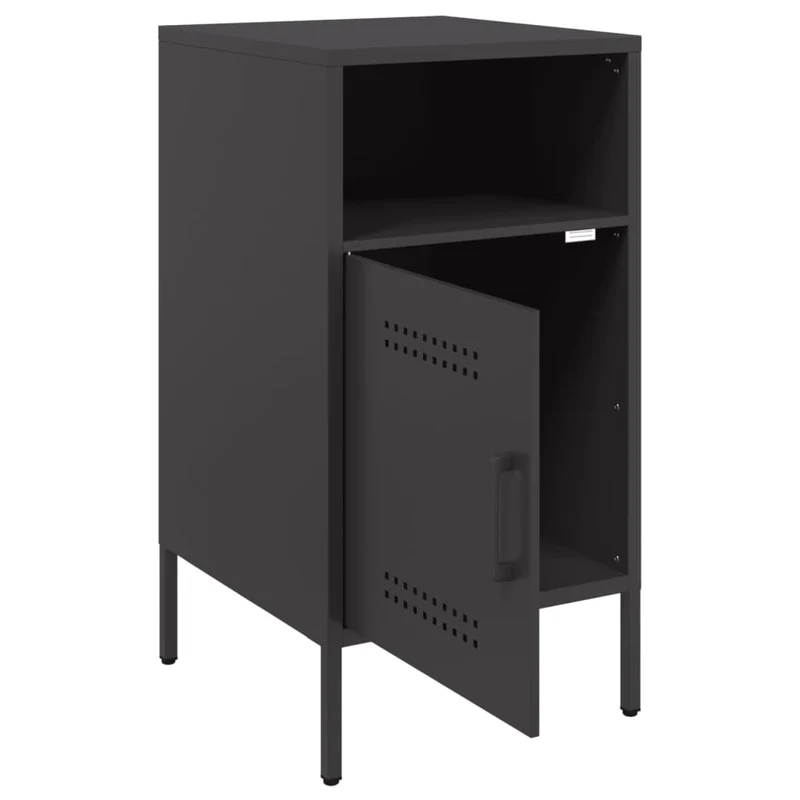 Lot de 2 tables de chevet avec compartiment avec porte 36 x 39 x 68 cm acier noir DEC035488