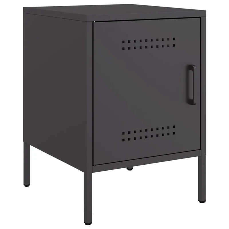 Lot de 2 tables de chevet avec compartiment avec porte 36 x 39 x 50,5 cm acier noir DEC035483