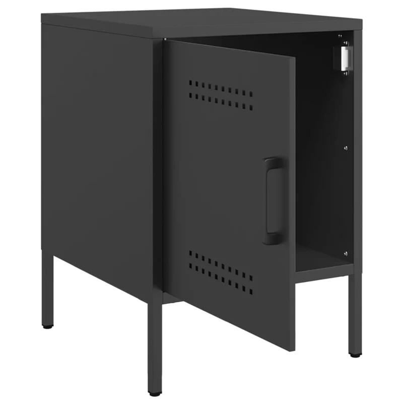 Lot de 2 tables de chevet avec compartiment avec porte 36 x 39 x 50,5 cm acier noir DEC035483