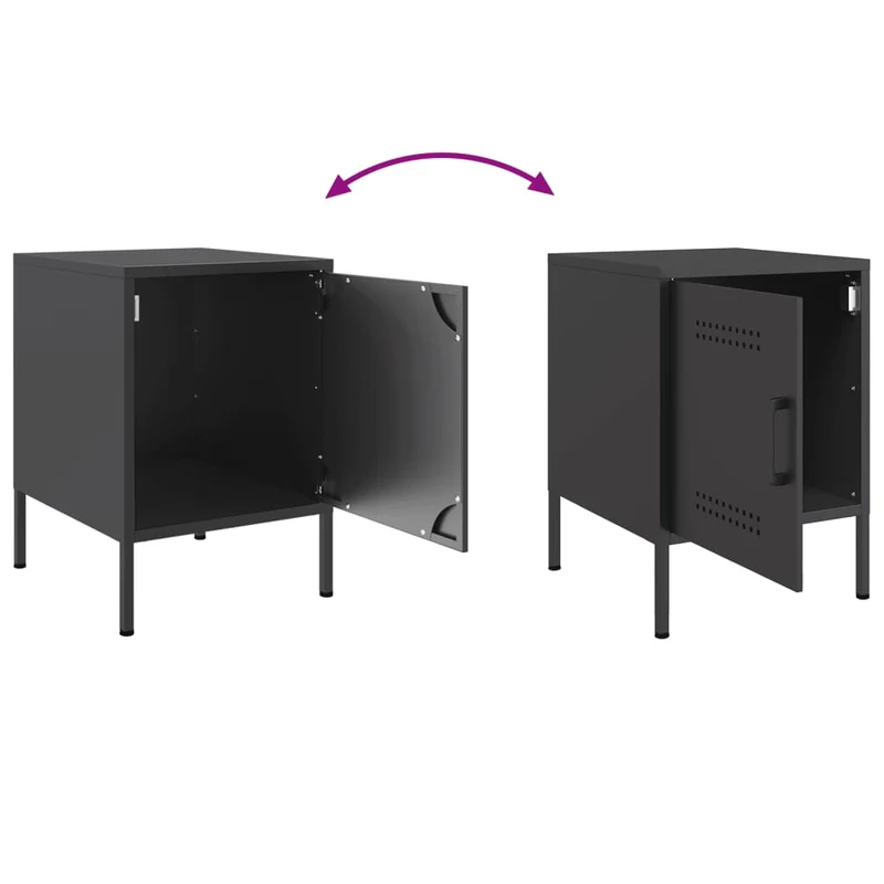 Lot de 2 tables de chevet avec compartiment avec porte 36 x 39 x 50,5 cm acier noir DEC035483
