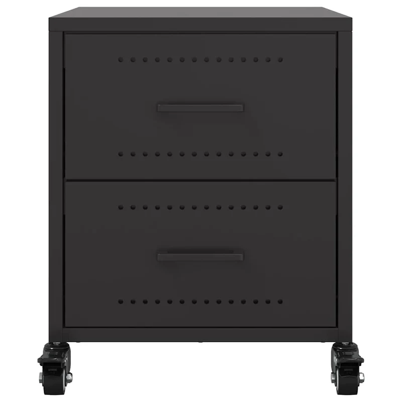 Lot de 2 tables de chevet sur roulettes avec deux tiroirs 36 x 39 x 43,5 cm acier noir DEC035480