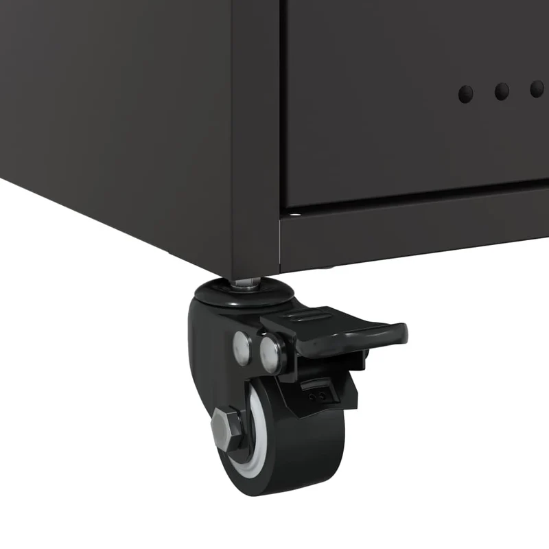 Lot de 2 tables de chevet sur roulettes avec tiroir et compartiment ouvert 36 x 39 x 43,5 cm acier noir DEC035478