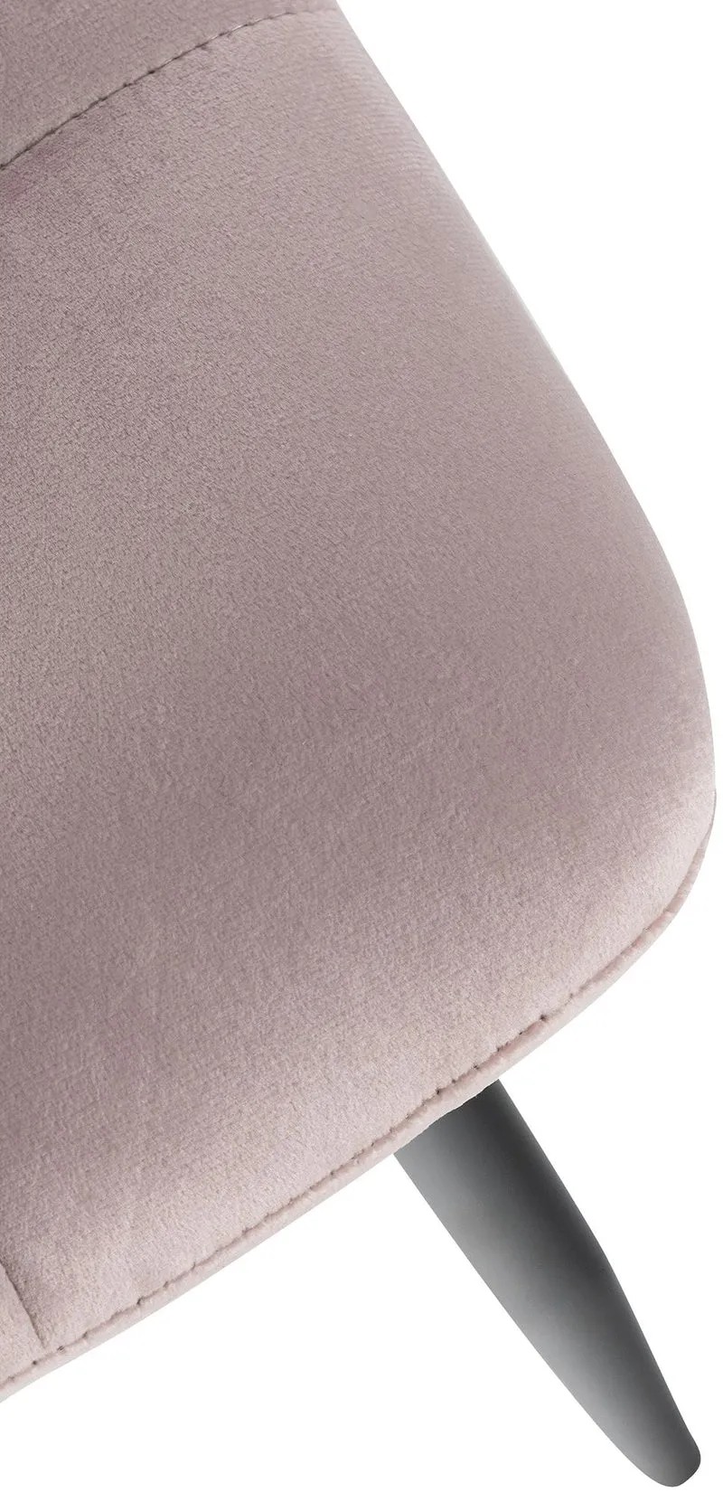 Chaise de salle à manger x1 coutures décoratives carrées en tissu velours rose et métal noir 10_0002132