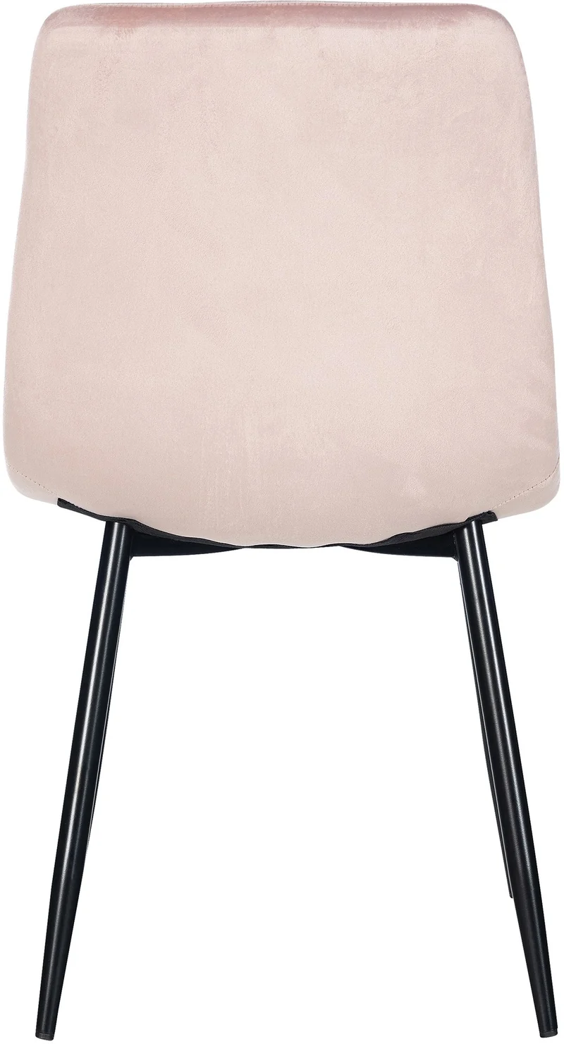 Chaise de salle à manger x1 coutures décoratives carrées en tissu velours rose et métal noir 10_0002132