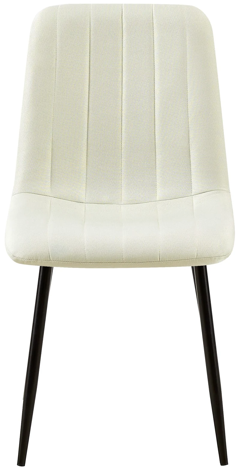 Chaise de salle à manger x1 coutures décoratives verticales assise en tissu crème pieds en métal noir 10_0002211