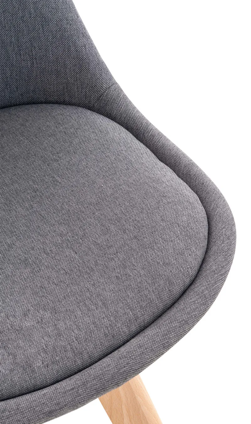Chaise de salle à manger x1 design scandinave en tissu gris et pieds en bois clair 10_0002295