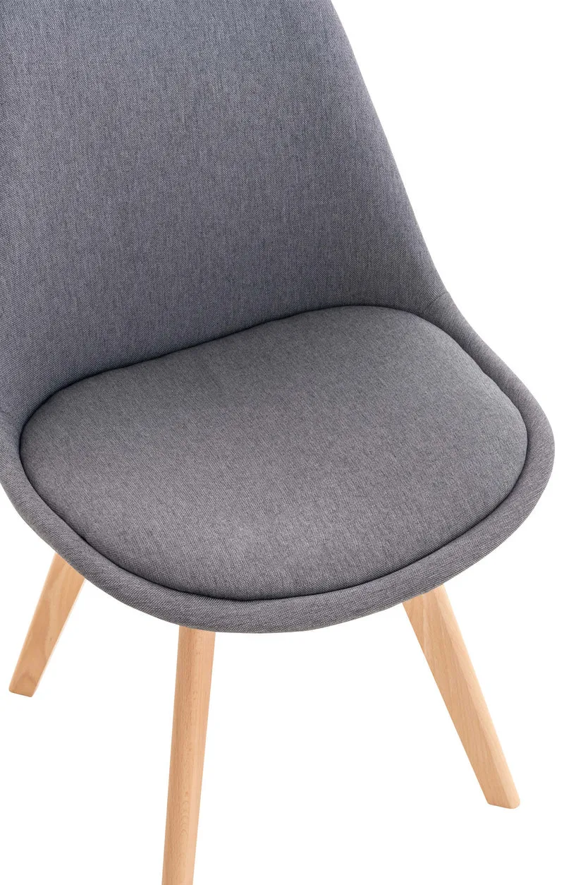 Chaise de salle à manger x1 design scandinave en tissu gris et pieds en bois clair 10_0002295