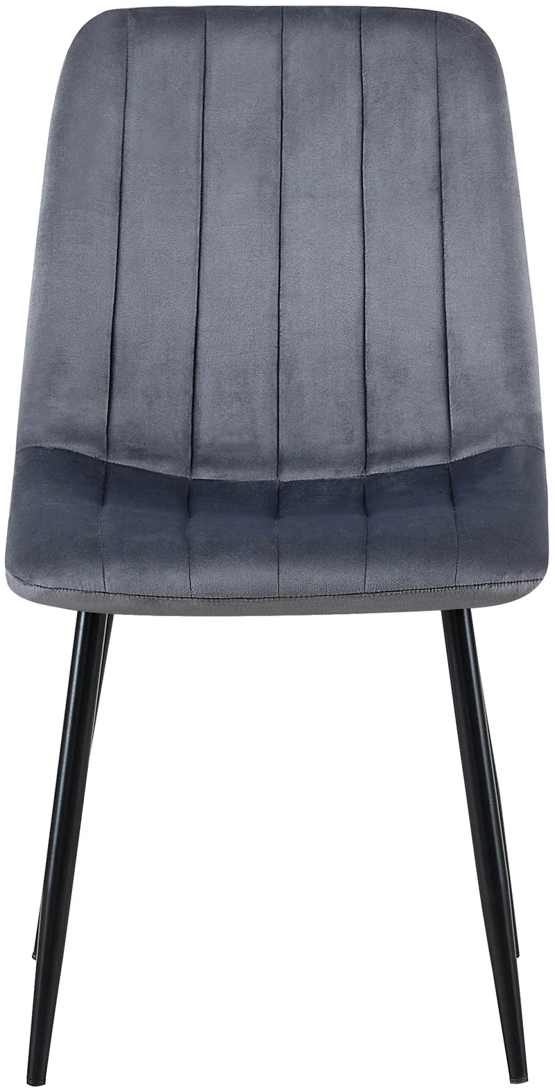 Chaise de salle à manger x1 coutures décoratives verticales assise en tissu velours gris foncé pieds en métal noir 10_0002206