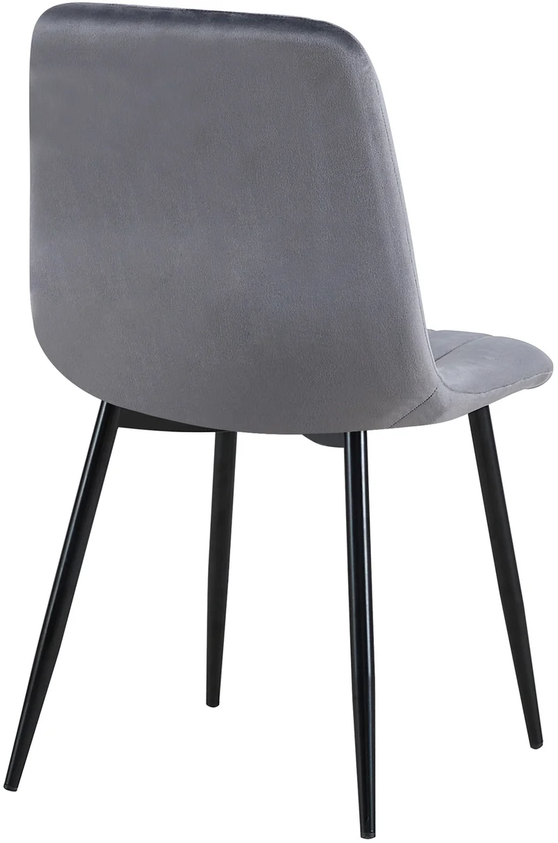 Chaise de salle à manger x1 coutures décoratives verticales assise en tissu velours gris foncé pieds en métal noir 10_0002206