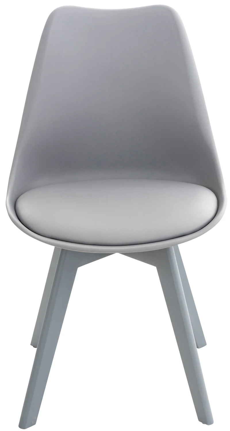 Chaise de salle à manger x1 design scandinave en plastique et PVCgris et pieds en bois gris 10_0002275