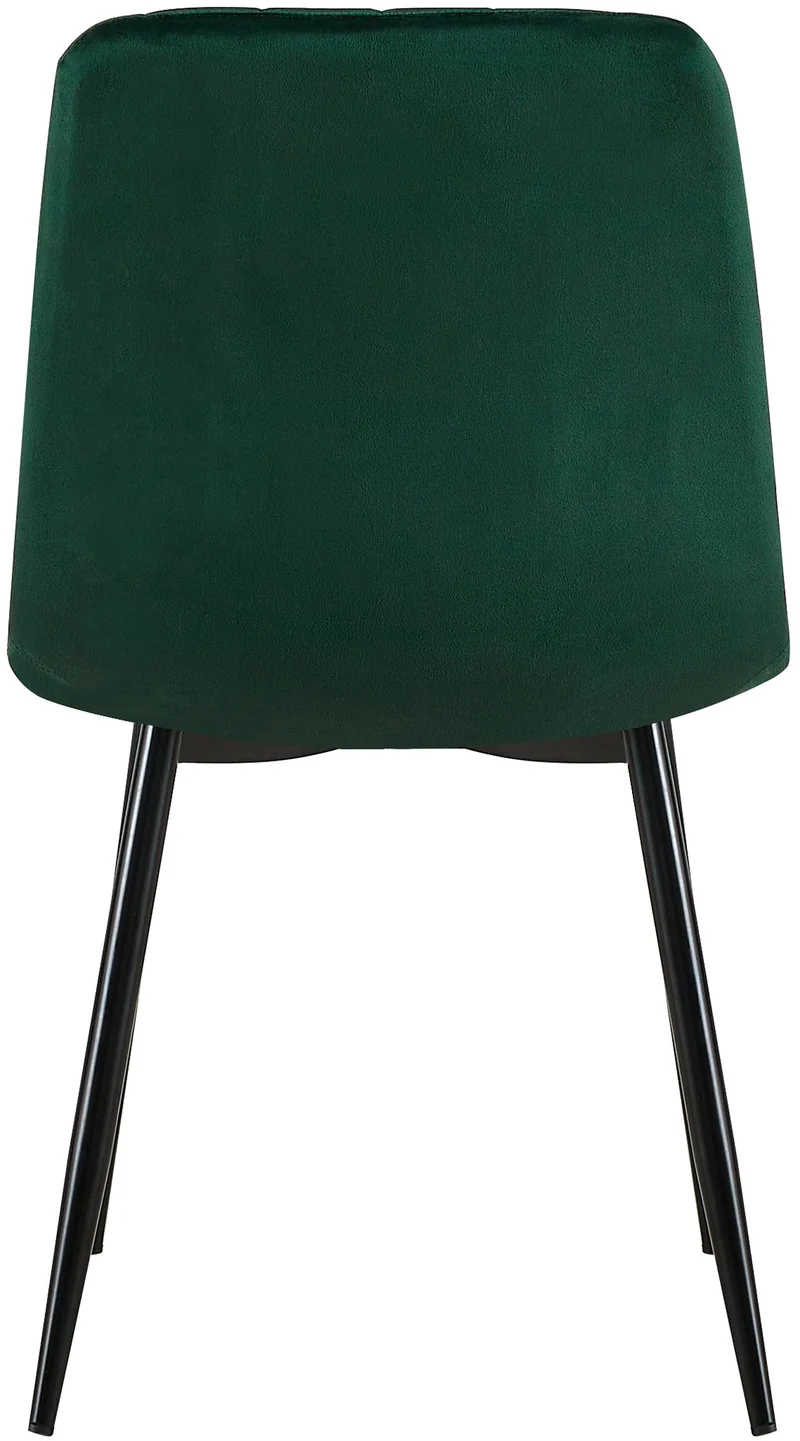 Chaise de salle à manger x1 coutures décoratives verticales assise en velours vert pieds en métal noir 10_0002200