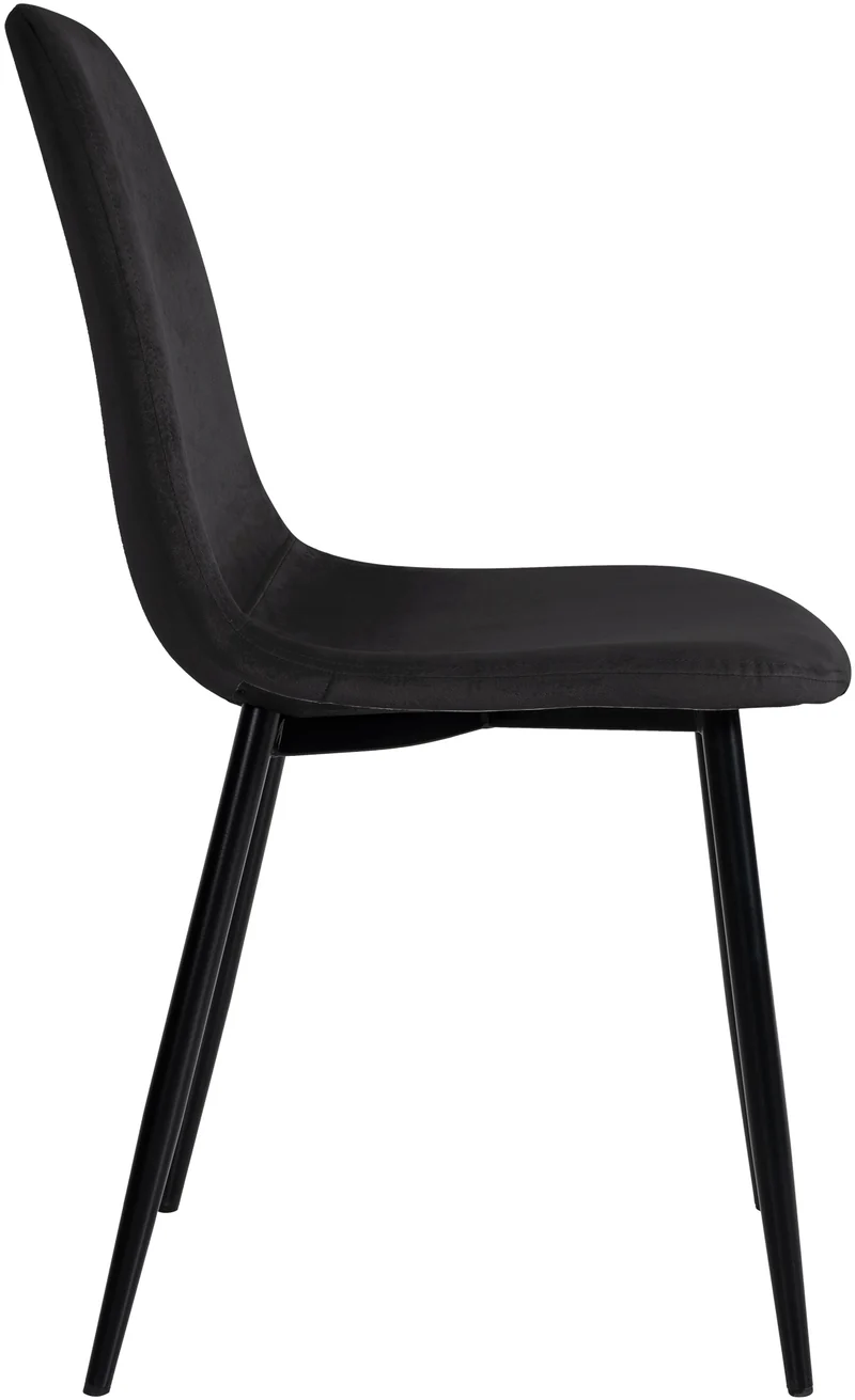 Chaise de salle à manger x1 design simple avec pieds en métal noir assise en velours noir 10_0002063