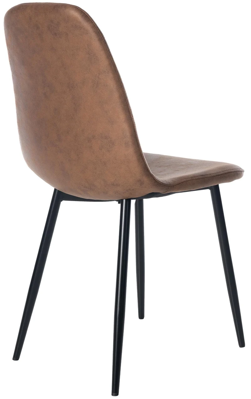Chaise de salle à manger x1 design simple avec pieds en métal noir assise en PVC marron 10_0002076