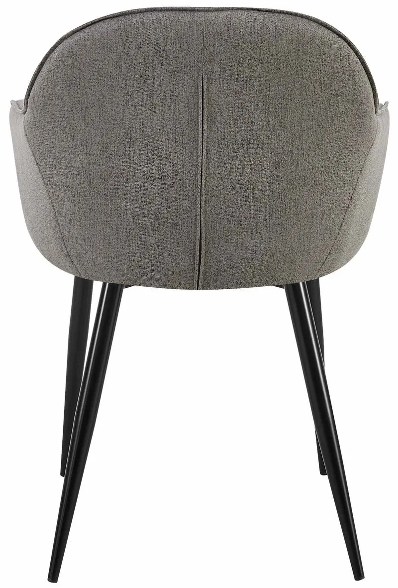 Chaise de salle à manger moderne et confortable en tissu gris foncé et pieds en métal noir 10_0002000