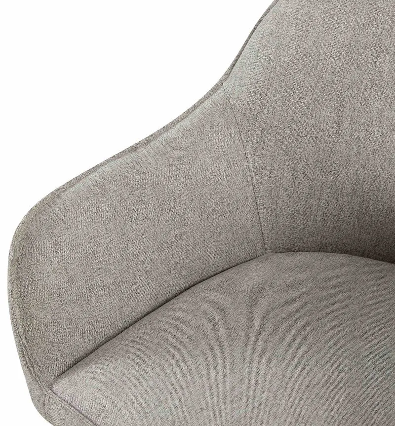 Chaise de salle à manger moderne et confortable en tissu gris et pieds en métal noir 10_0001999
