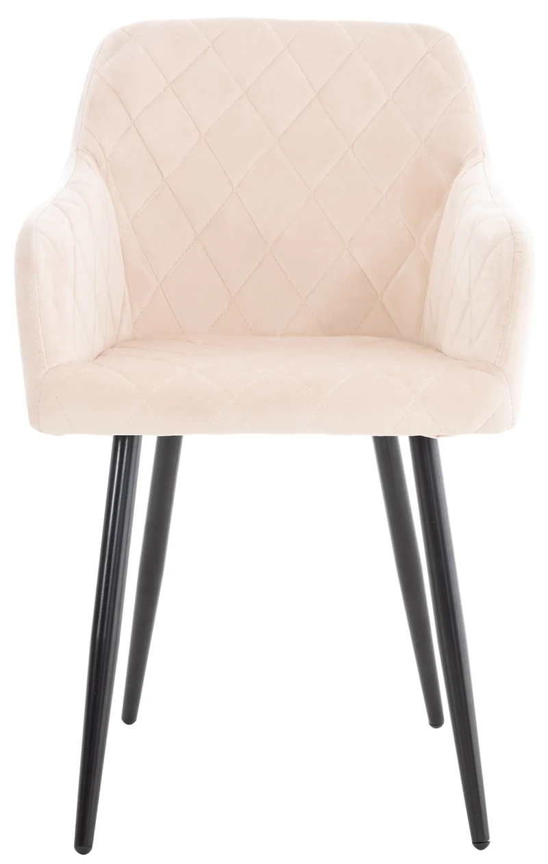 Chaise de salle à manger design retro coutures décoratives en losanges assise en tissu beige 10_0002104