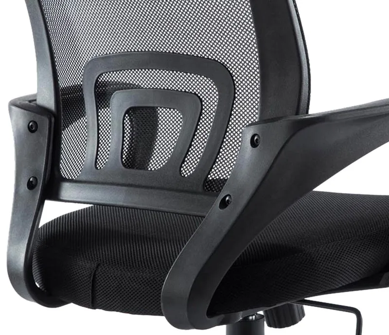 Fauteuil de bureau sur roulettes hauteur réglable en maille de filet de nylon noir 10_0002497