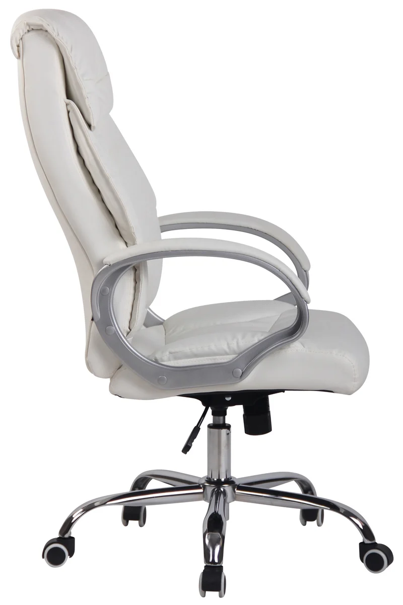 Fauteuil de bureau rembourrage généreux mécanisme d'inclinaison en PVC blanc 10_0002677