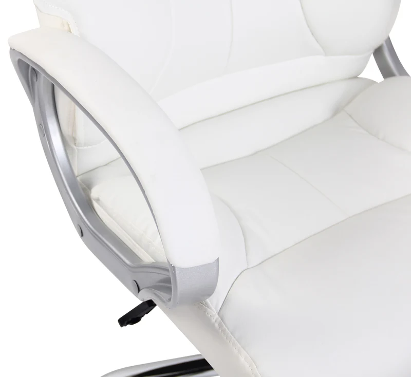 Fauteuil de bureau rembourrage généreux mécanisme d'inclinaison en PVC blanc 10_0002677