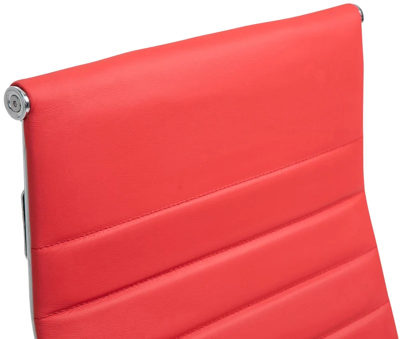 Fauteuil de bureau avec accoudoirs siège pivotant mécanisme à bascule en cuir véritable rouge 10_0002521