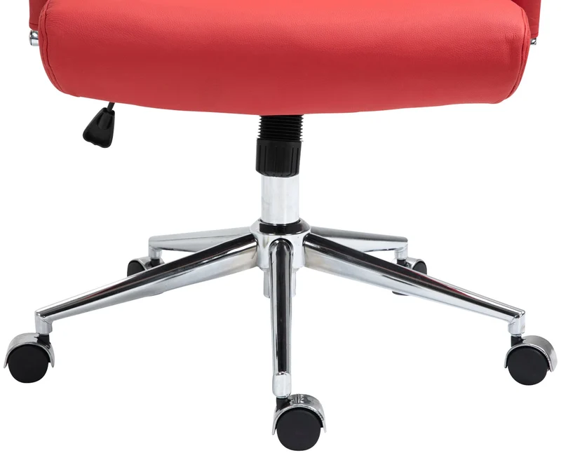 Fauteuil de bureau avec accoudoirs siège pivotant mécanisme à bascule en cuir véritable rouge 10_0002521