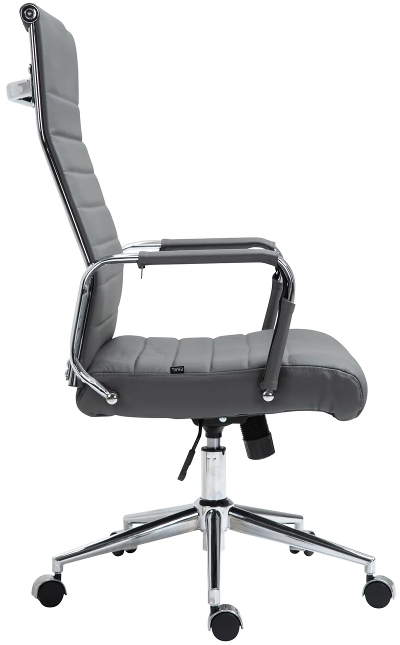 Fauteuil de bureau avec accoudoirs siège pivotant mécanisme à bascule en cuir véritable gris 10_0002520