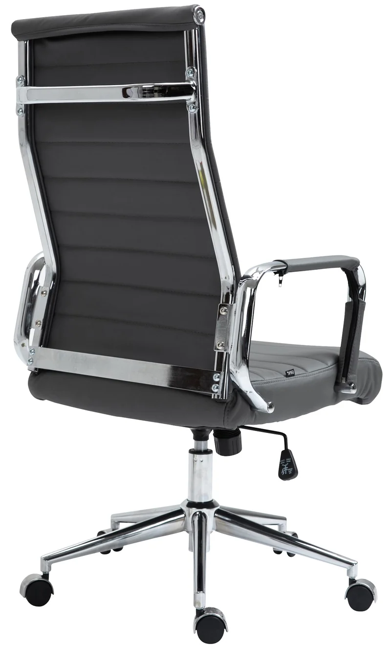 Fauteuil de bureau avec accoudoirs siège pivotant mécanisme à bascule en cuir véritable gris 10_0002520