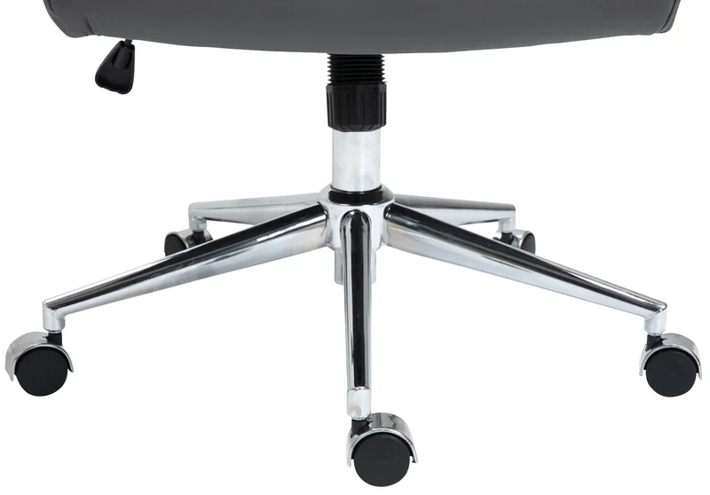 Fauteuil de bureau avec accoudoirs siège pivotant mécanisme à bascule en cuir véritable gris 10_0002520