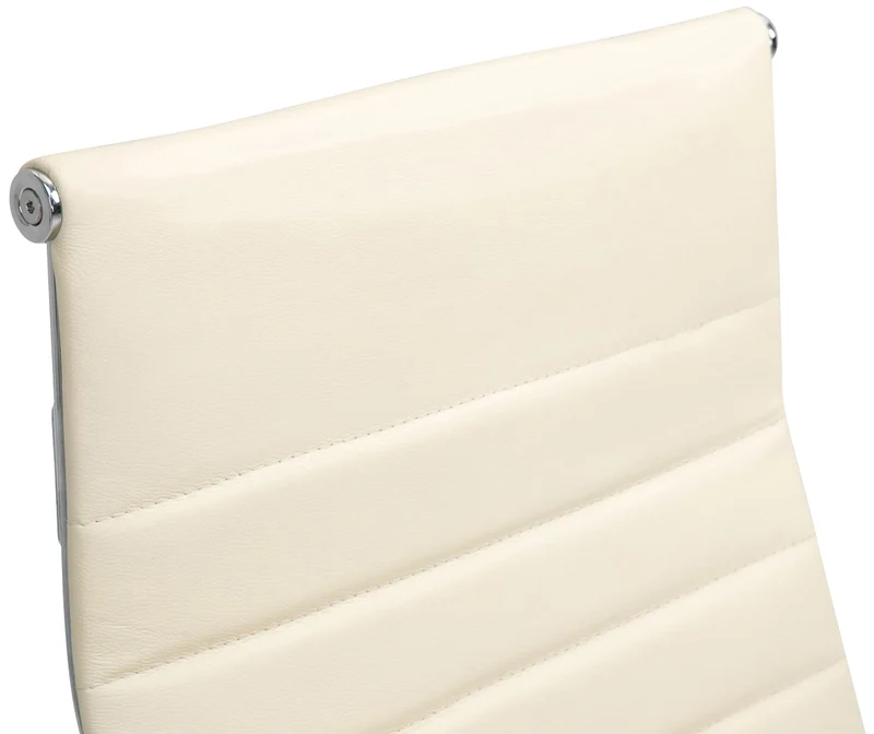 Fauteuil de bureau avec accoudoirs siège pivotant mécanisme à bascule en cuir véritable crème 10_0002517