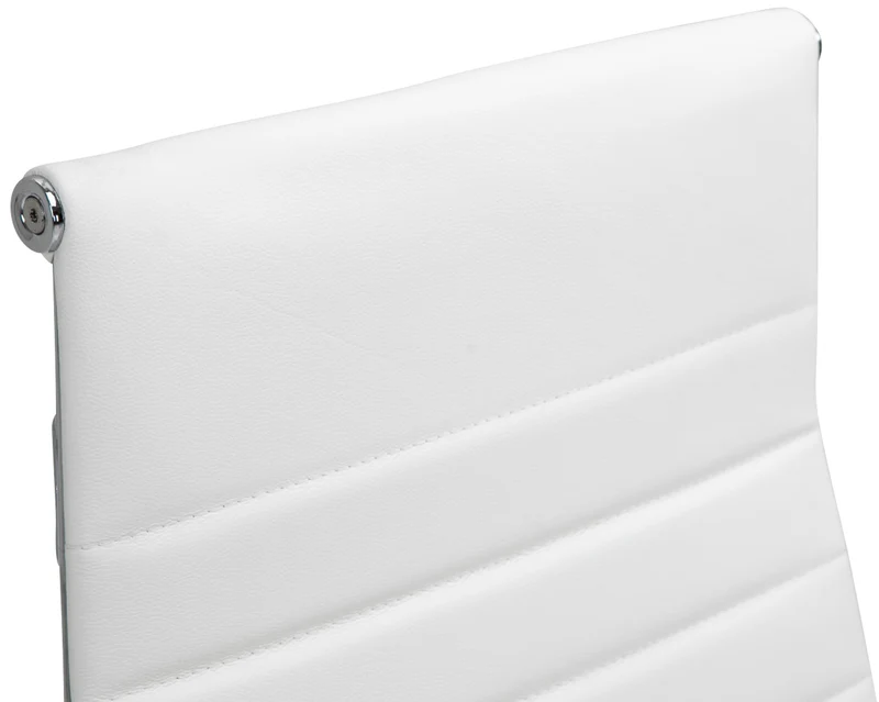 Fauteuil de bureau avec accoudoirs siège pivotant mécanisme à bascule en cuir véritable blanc 10_0002516