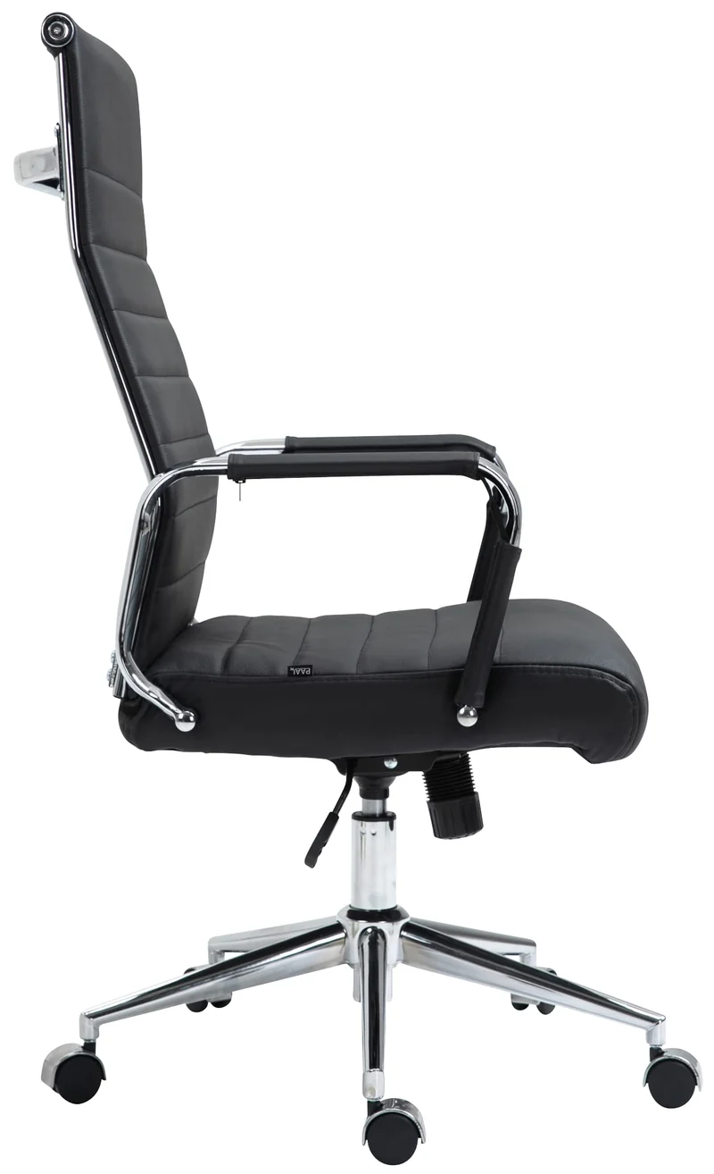 Fauteuil de bureau avec accoudoirs siège pivotant mécanisme à bascule en cuir véritable noir 10_0002515