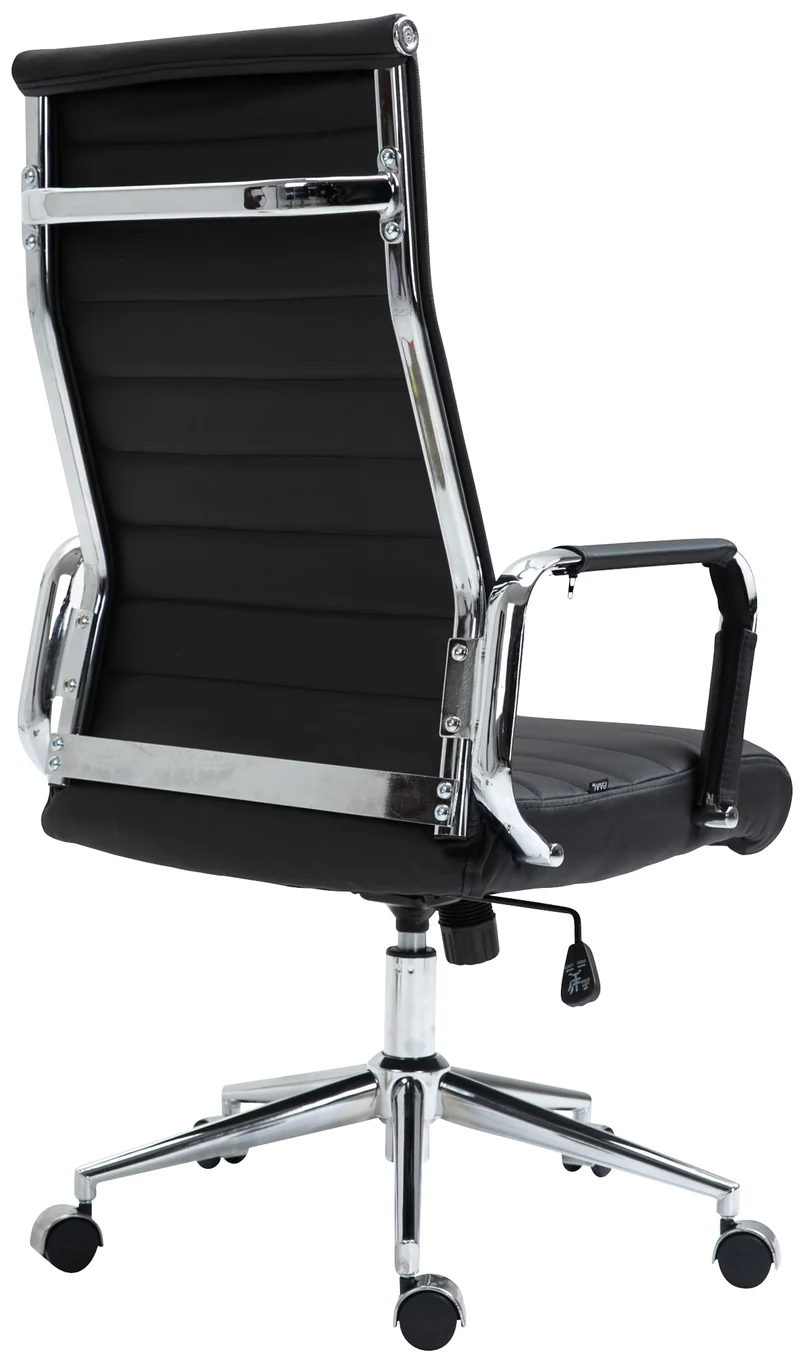 Fauteuil de bureau avec accoudoirs siège pivotant mécanisme à bascule en cuir véritable noir 10_0002515