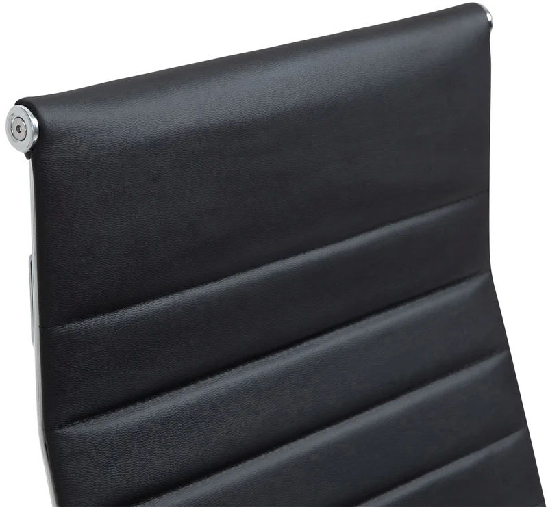 Fauteuil de bureau avec accoudoirs siège pivotant mécanisme à bascule en cuir véritable noir 10_0002515
