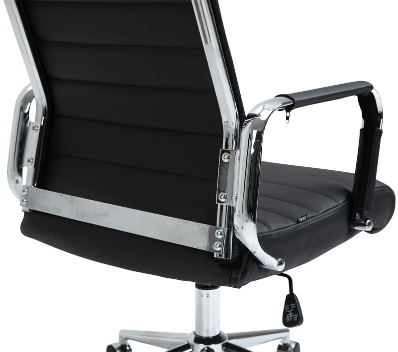Fauteuil de bureau avec accoudoirs siège pivotant mécanisme à bascule en cuir véritable noir 10_0002515