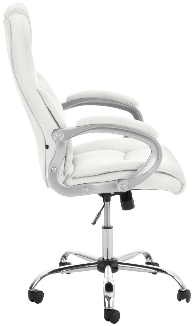 Fauteuil de bureau ergonomique est confortable en PVC blanc et métal chromé 10_0002378