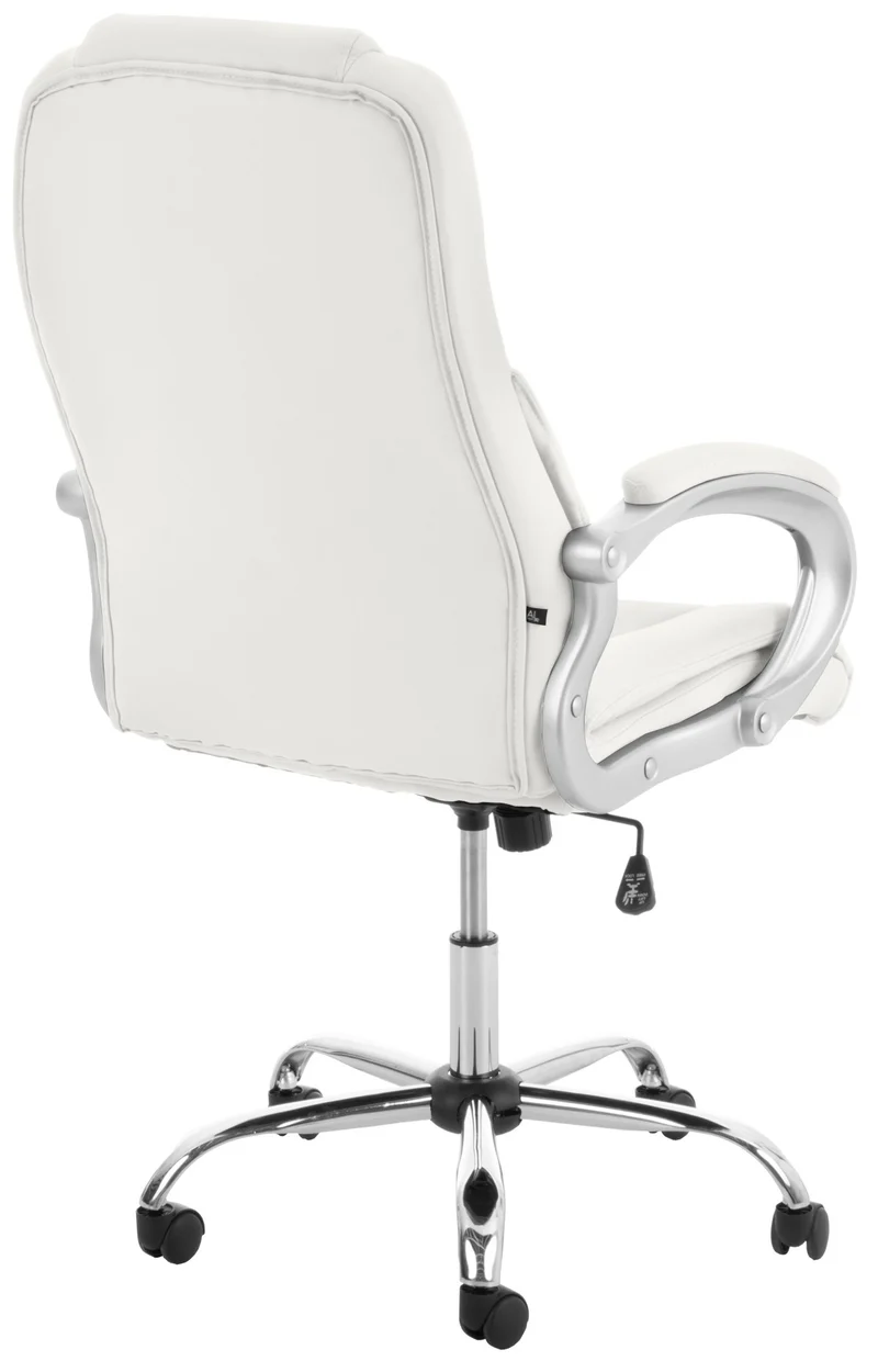 Fauteuil de bureau ergonomique est confortable en PVC blanc et métal chromé 10_0002378