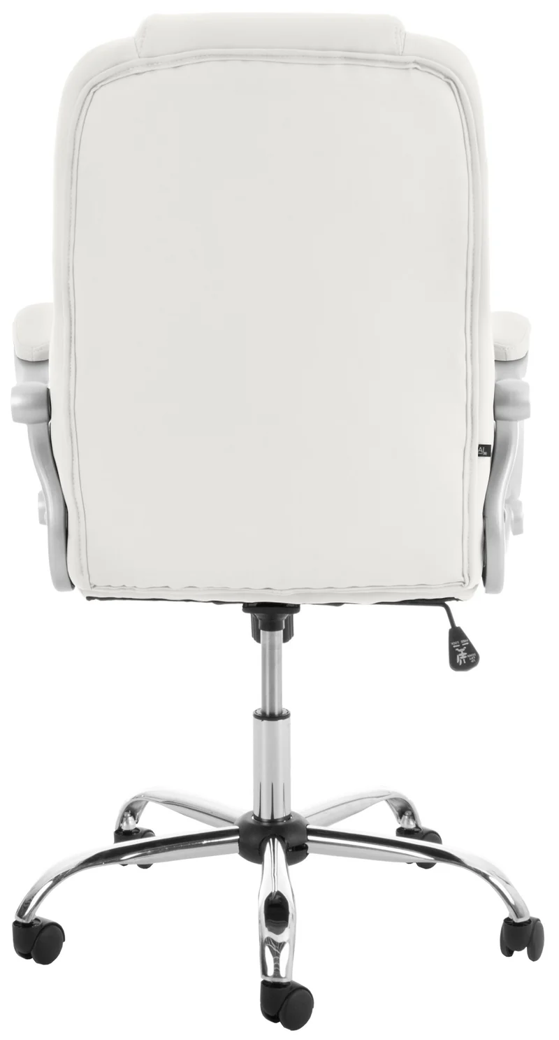Fauteuil de bureau ergonomique est confortable en PVC blanc et métal chromé 10_0002378